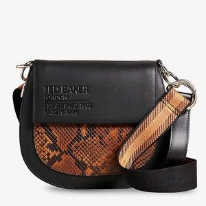 TED BAKER Darcell Branded Snake-Embossed Leather Crossbody Bag